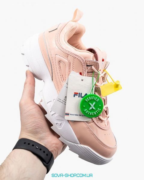 Жіночі кросівки Disruptor II Pink \ White Fila лакированная шкіра фото