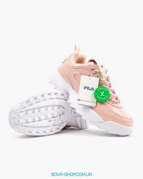 Жіночі кросівки Disruptor II Pink \ White Fila лакированная шкіра фото