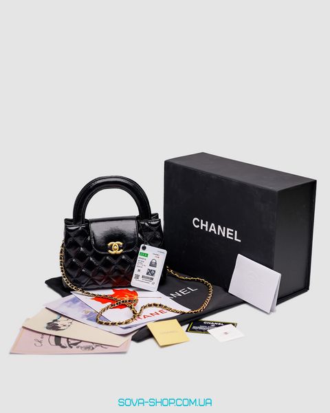 Жіноча сумка Chanel Kelly Bag Shiny Aged Calfskin Black & Gold Hardware Premium фото