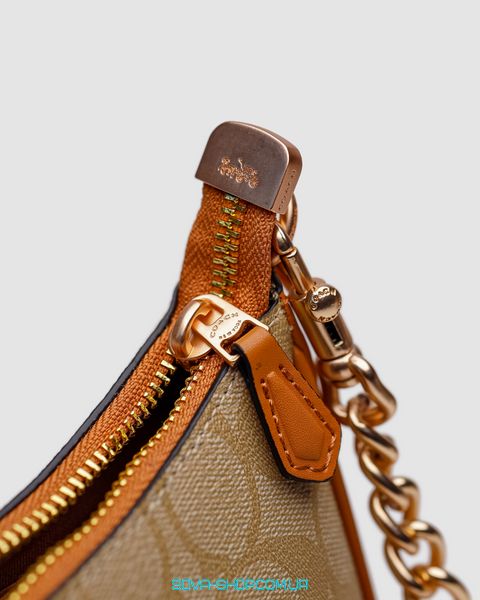 Женская сумка Coach Teri Caramel Shoulder Bag In Signature Canvas Premium фото