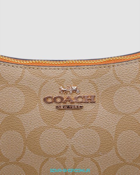 Жіноча сумка Coach Teri Caramel Shoulder Bag In Signature Canvas Premium фото