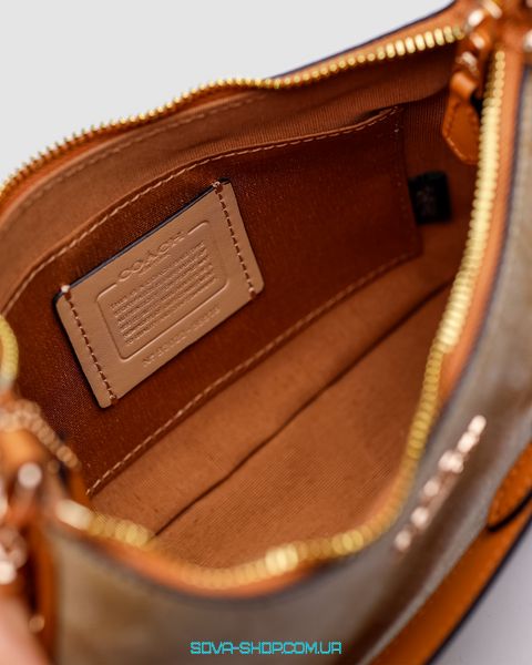 Женская сумка Coach Teri Caramel Shoulder Bag In Signature Canvas Premium фото