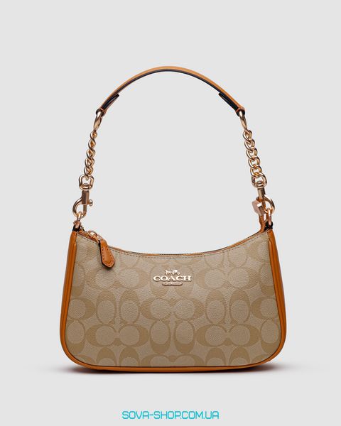 Женская сумка Coach Teri Caramel Shoulder Bag In Signature Canvas Premium фото