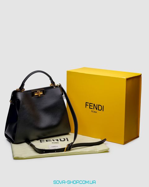Жіноча сумка Fendi Black Leather Large Iconic Essentially Peekaboo Top Handle Premium фото