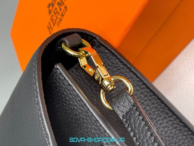 Жіноча сумка Hermes Small Crossbody Black/Gold Premium фото