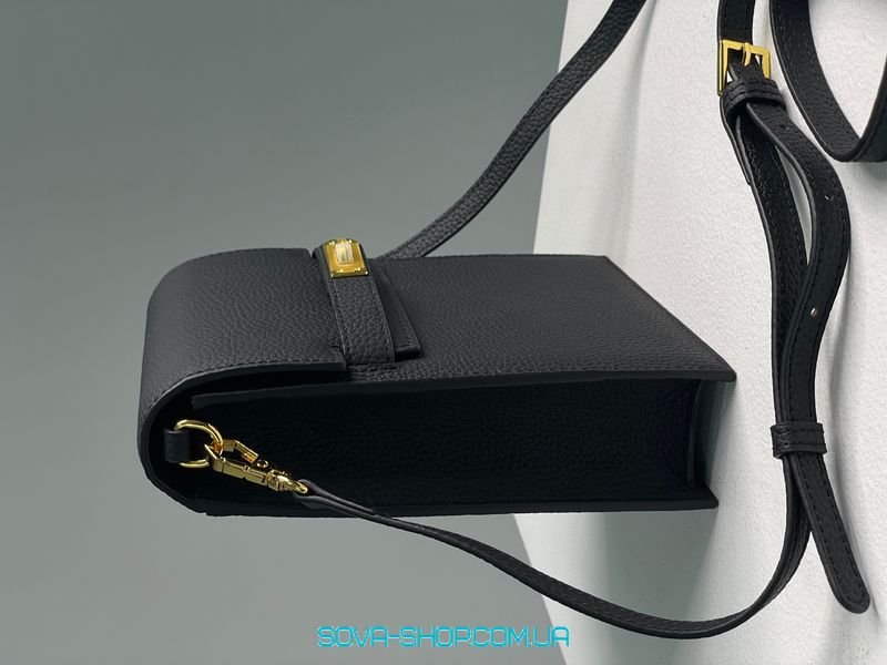 Жіноча сумка Hermes Small Crossbody Black/Gold Premium фото