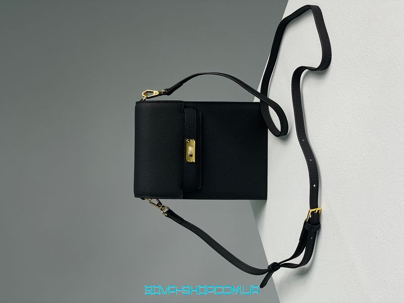 Жіноча сумка Hermes Small Crossbody Black/Gold Premium фото
