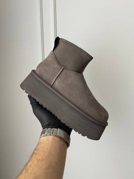 Жіночі зимові ботинки UGG Classic Mini Dipper Grey PREMIUM фото