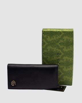 Кошелёк Gucci Marmont G Black Leather Bifold Long Wallet Purse Premium фото