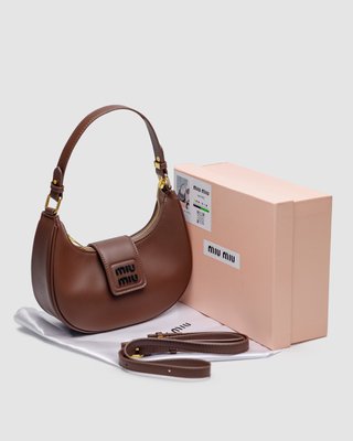 Жіноча сумка Miu Miu Leather Hobo Bag Brown Premium фото