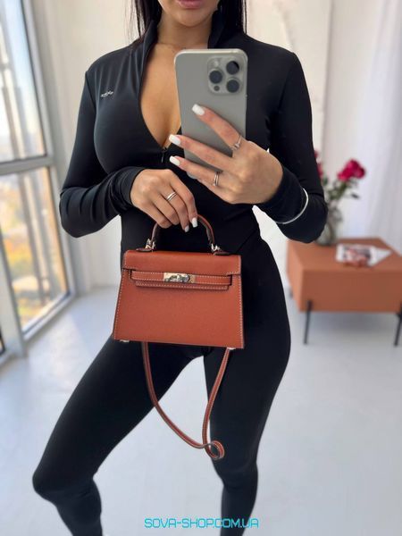 Жіноча сумка Hermes Mini Kelly 20 Bag Brown / Silver Premium фото