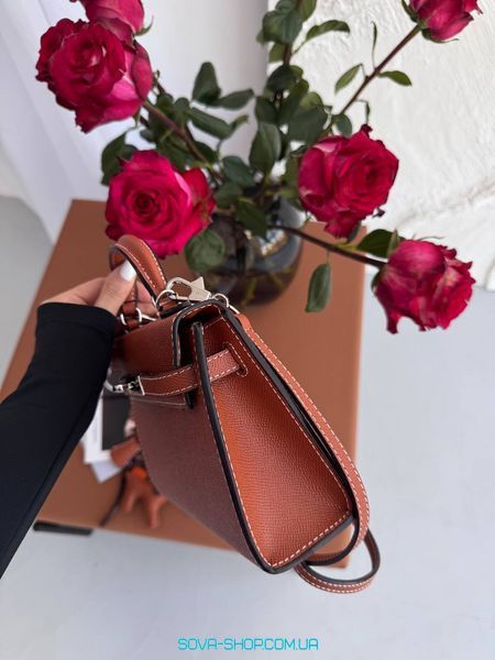 Жіноча сумка Hermes Mini Kelly 20 Bag Brown / Silver Premium фото