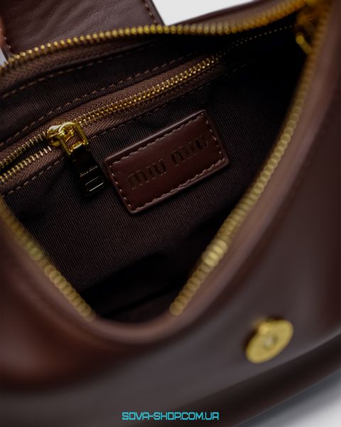 Жіноча сумка Miu Miu Leather Hobo Bag Brown Premium фото