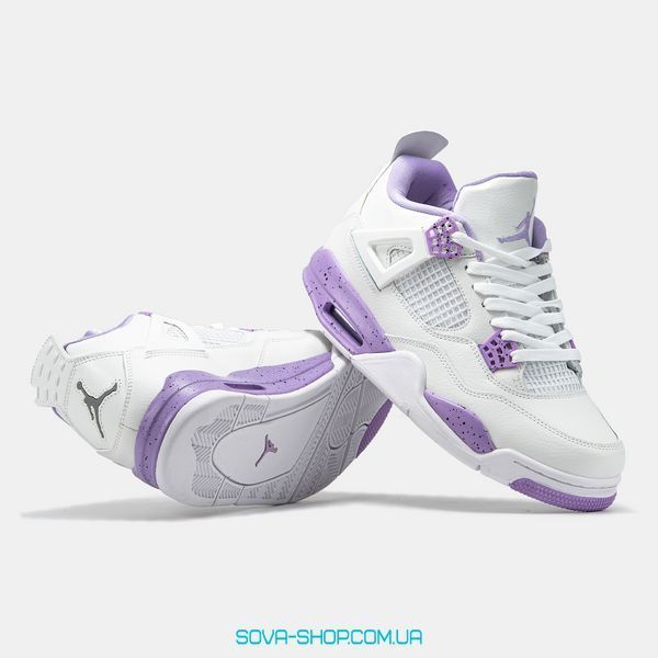 Женские баскетбольные кроссовки Nike Air Jordan 4 White Purple Oreo Premium фото