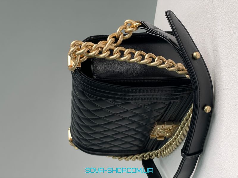 Жіноча сумка Chanel Medium Boy Black/Gold Caviar RHW Premium фото