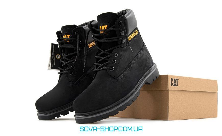 Мужские зимние ботинки CATERPILLAR Colorado PREMIUM NUBUCK Black Grey (С МЕХОМ) фото