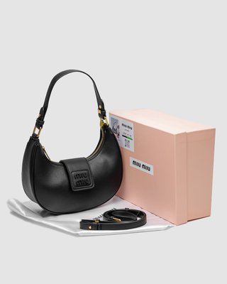 Жіноча сумка Miu Miu Leather Hobo Bag Black/Black Premium фото