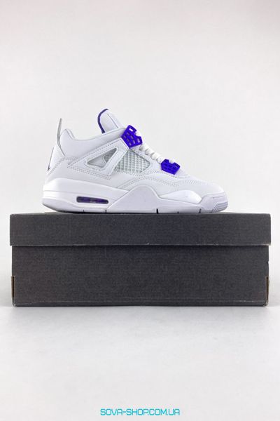 Чоловічі та жіночі баскетбольні кросівки Nike Air Jordan 4 Retro White Violet фото