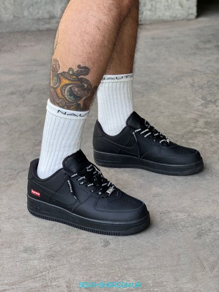 Мужские и женские кроссовки Air Force 1 Low '07 Supreme "Black" фото