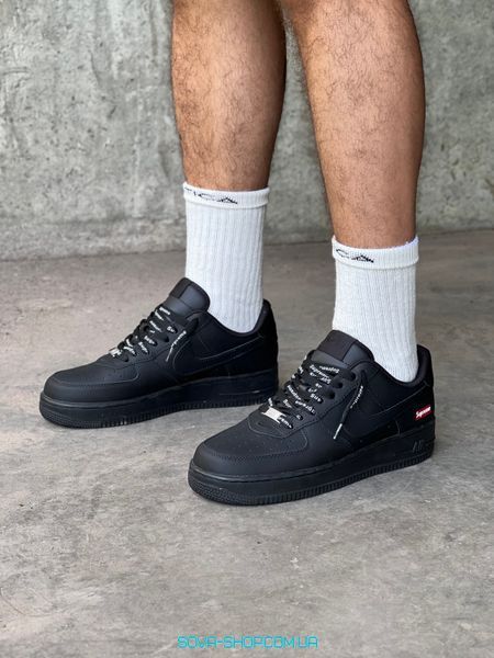Мужские и женские кроссовки Air Force 1 Low '07 Supreme "Black" фото