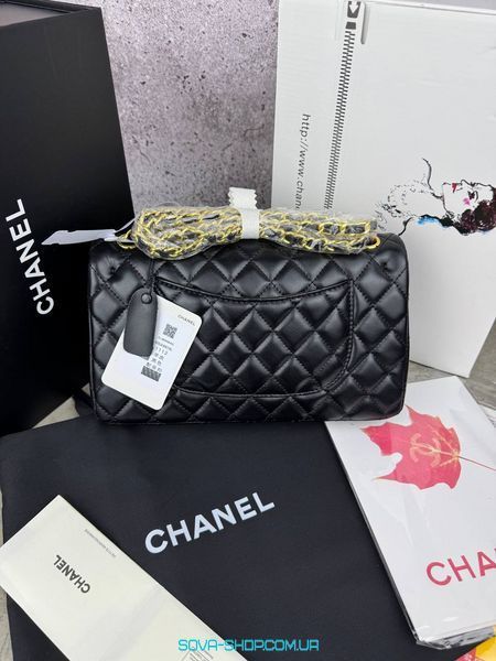 Жіноча сумка Chanel Classic 2.55 Medium Double Flap in Black Gold Premium фото
