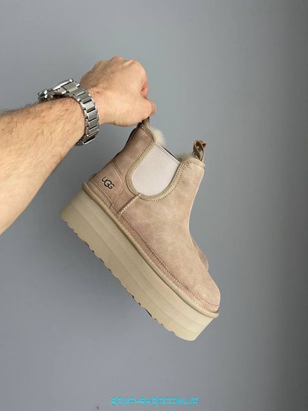 Жіночі зимові ботинки UGG Neumel Chelsea Platform Beige PREMIUM фото