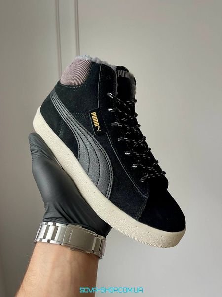 Жіночі зимові кросівки Puma Corduroy Classic Mid Black Хутро фото