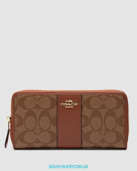 Гаманець Coach Round Fastener Long Wallet Signature Ginger Premium фото