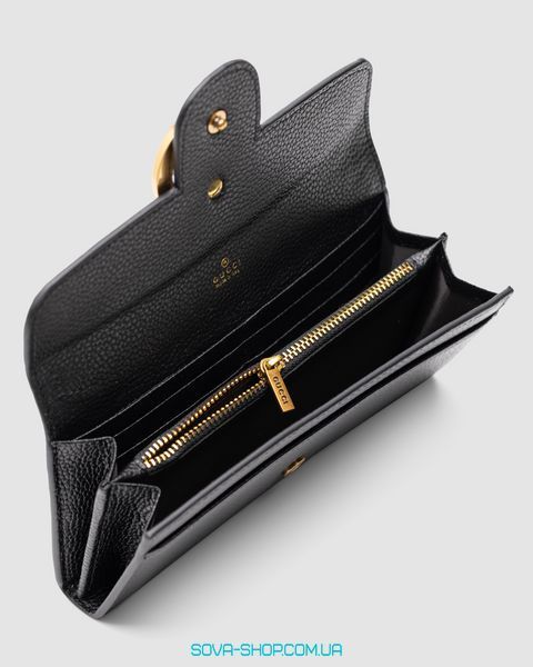 Кошелёк Gucci GG Marmont Button Wallet Black/Gold Premium фото