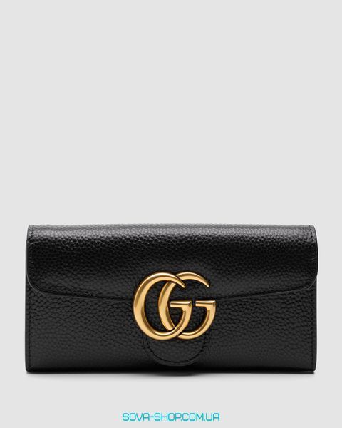 Кошелёк Gucci GG Marmont Button Wallet Black/Gold Premium фото