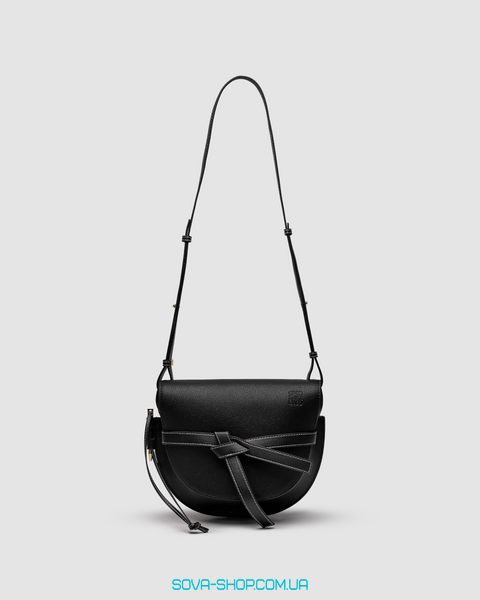 Жіноча сумка Loewe Gate Small leather and Jacquard Shoulder Bag Black Premium фото