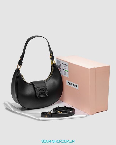 Жіноча сумка Miu Miu Leather Hobo Bag Black/Black Premium фото