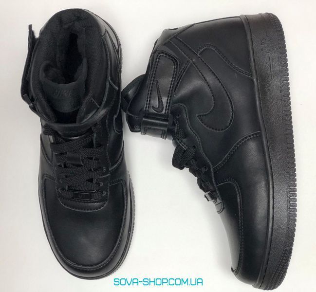 Зимние мужские кроссовки Black Gum "С МЕХОМ" Nike Air Force 1 фото