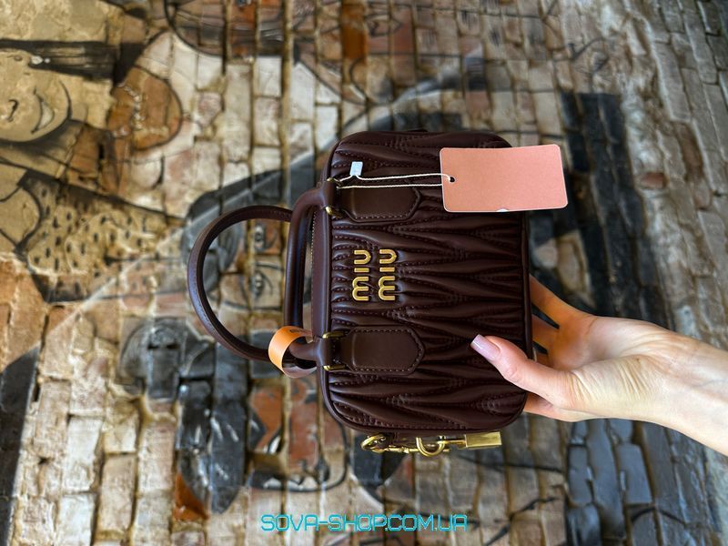 Женская сумка Miu Miu Arcadie Matelass&eacute; Nappa Leather Bag Burgundy Premium фото