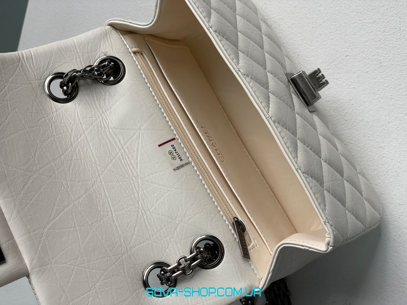 Женская сумка Chanel 1.55 Reissue Double Flap Leather Bag White/Black Premium фото