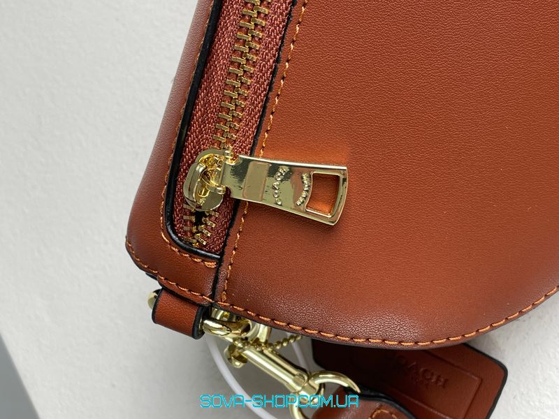 Женская бананка Coach Leather Signature Belt Bag, Tan/Rust Premium фото