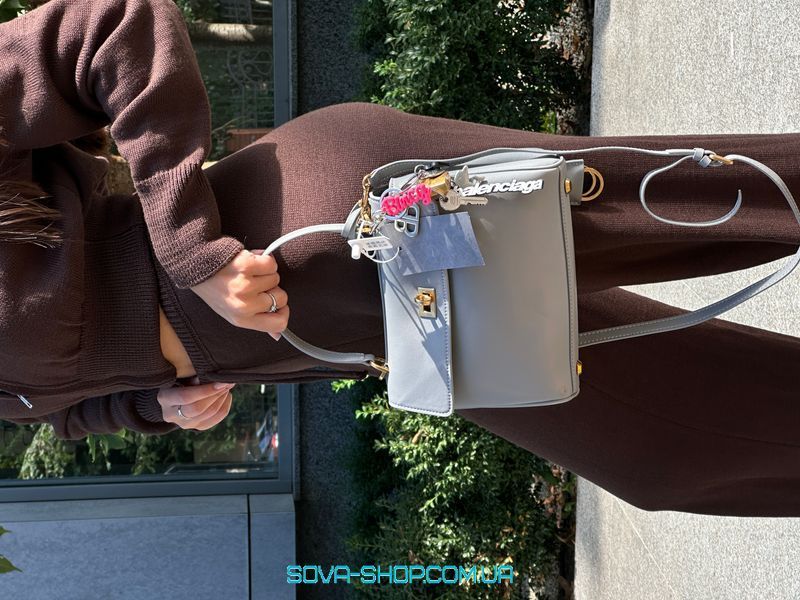 Жіноча сумка Balenciaga Rodeo Mini Grey/Gold Premium фото