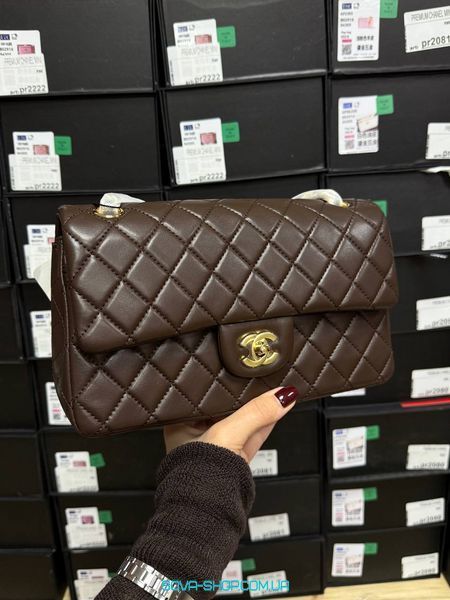 Жіноча сумка Chanel Classic 2.55 Medium Double Flap in Chocolate Premium фото