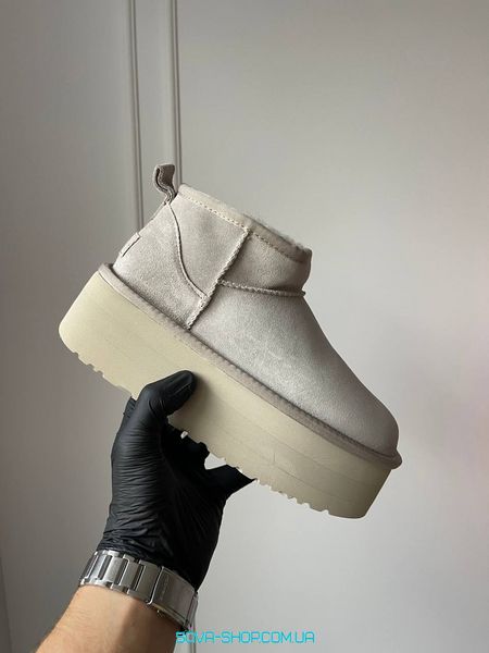 Женские зимние ботинки UGG Ultra Mini Platform Light Grey Premium фото