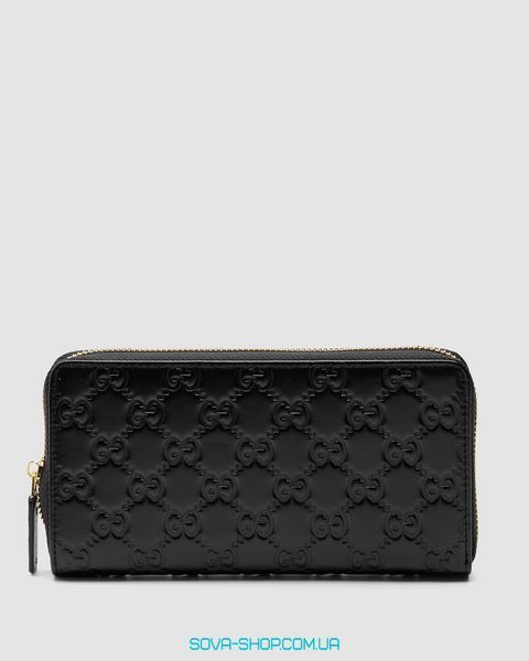 Гаманець Gucci Black Guccissima Zip-Around Wallet Premium фото