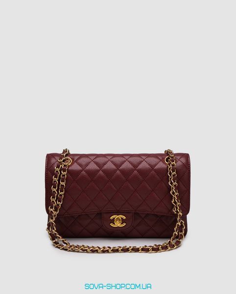 Жіноча сумка Chanel Classic 2.55 Medium Double Flap in Burgundy/Gold Premium фото