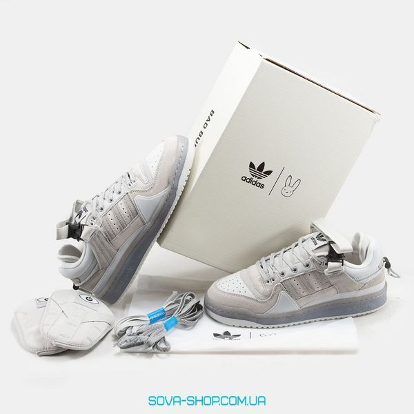 Чоловічі та жіночі кросівки Adidas Forum x Bad Bunny "Grey" фото