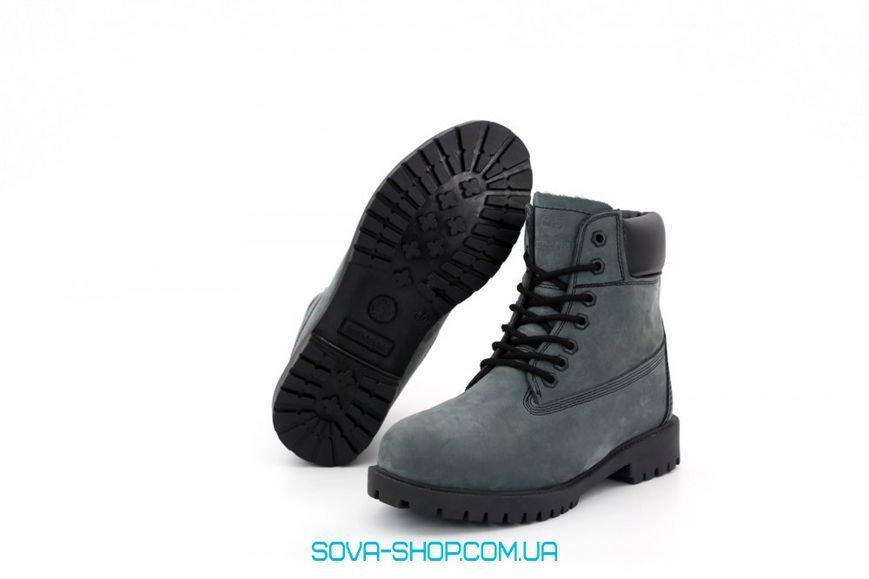 Мужские зимние ботинки (шерстяной мех) Timberland CLASSIC PREMIUM NUBUCK WATERPROOF Dark Green фото