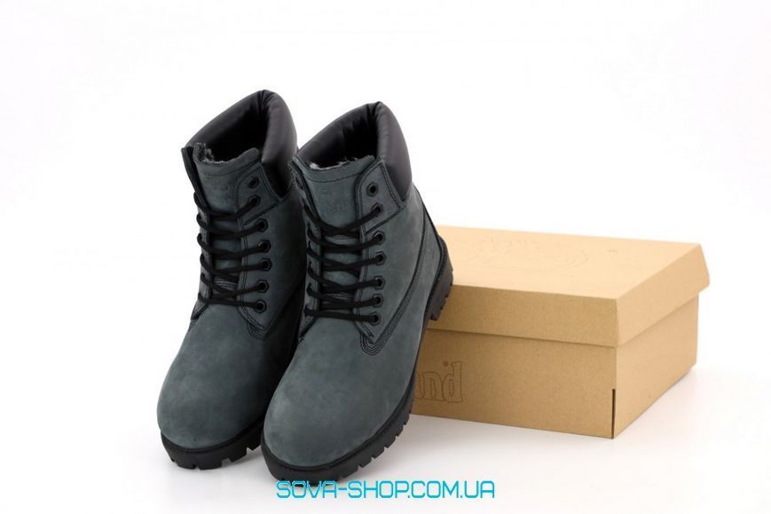 Мужские зимние ботинки (шерстяной мех) Timberland CLASSIC PREMIUM NUBUCK WATERPROOF Dark Green фото