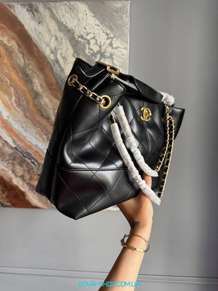 Женская сумка Chanel Hobo Shopping Tote Bag in Black Calfskin Premium фото