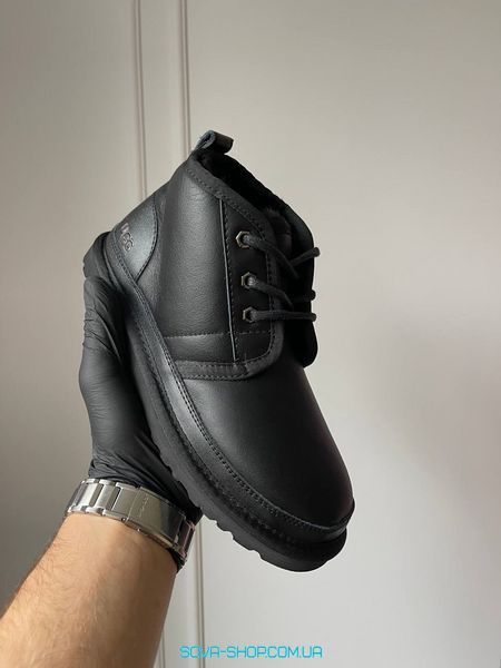 Жіночі та чоловічі зимові ботинки UGG Neumel Black Leather PREMIUM фото
