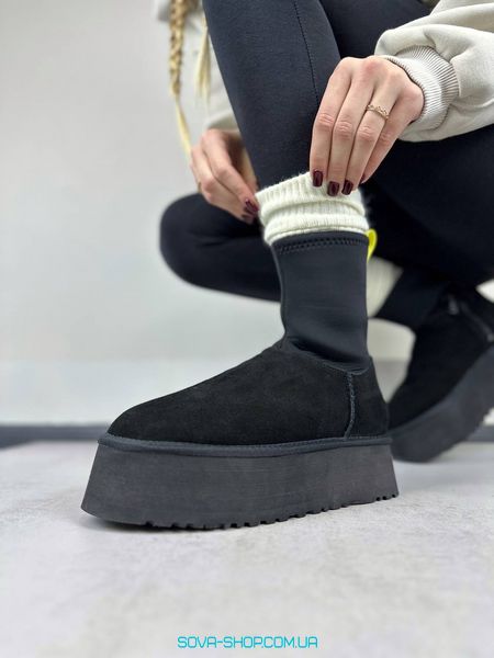 Женские зимние ботинки UGG Classic Dipper Boot Black Premium фото
