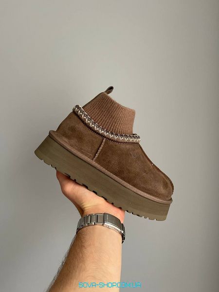 Жіночі зимові ботинки UGG Tazz Platform Sock Dusted Cocoa PREMIUM фото