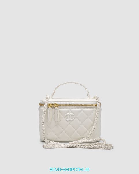 Женская сумка Chanel Classic White Lambskin Pearl Crush Vanity Bag White Premium фото