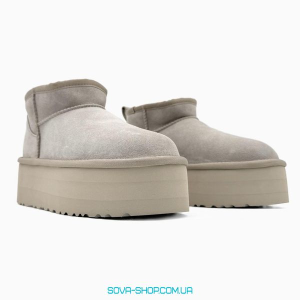 Жіночі зимові ботинки UGG Classic Ultra Mini Platform XL Grey PREMIUM фото